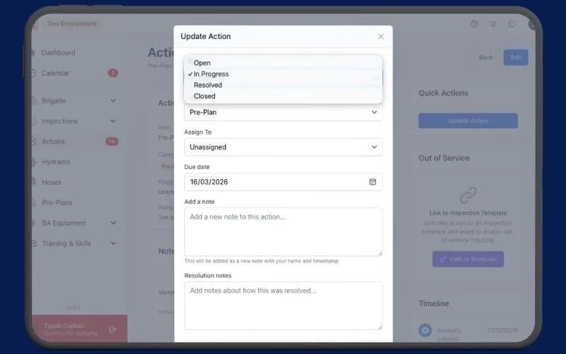 Action workflow stages