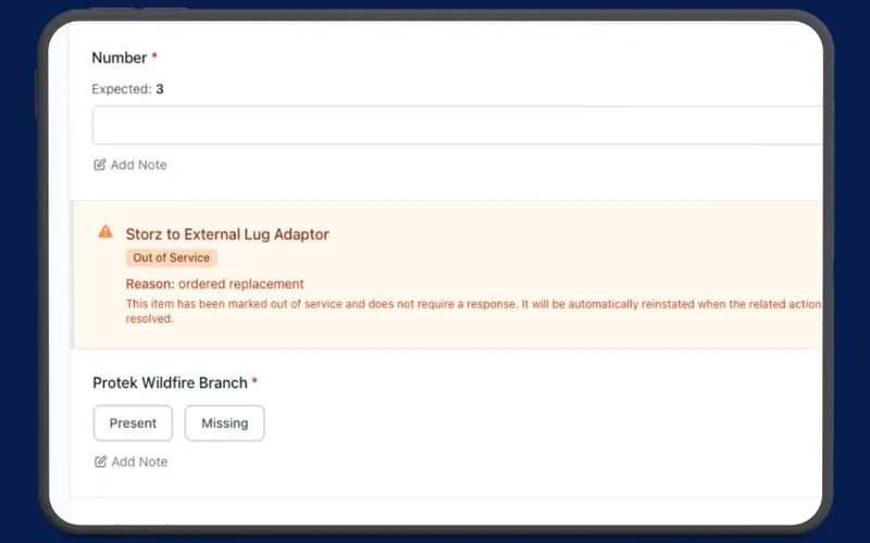 Out of service management